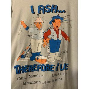 Vintage Screen Stars “I Fish Therefore I Lie”  Gray T-Shirt Adult Sz L ‎ …